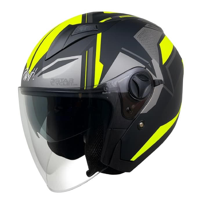 کلاه کاسکت بدون فک FLASH مدل 868 MATT BLACK NEON YELLOW