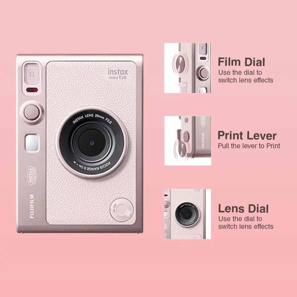 دوربين فوجی چاپ سريع fujifilm Instax Mini EVO صورتی — تصویر ۳