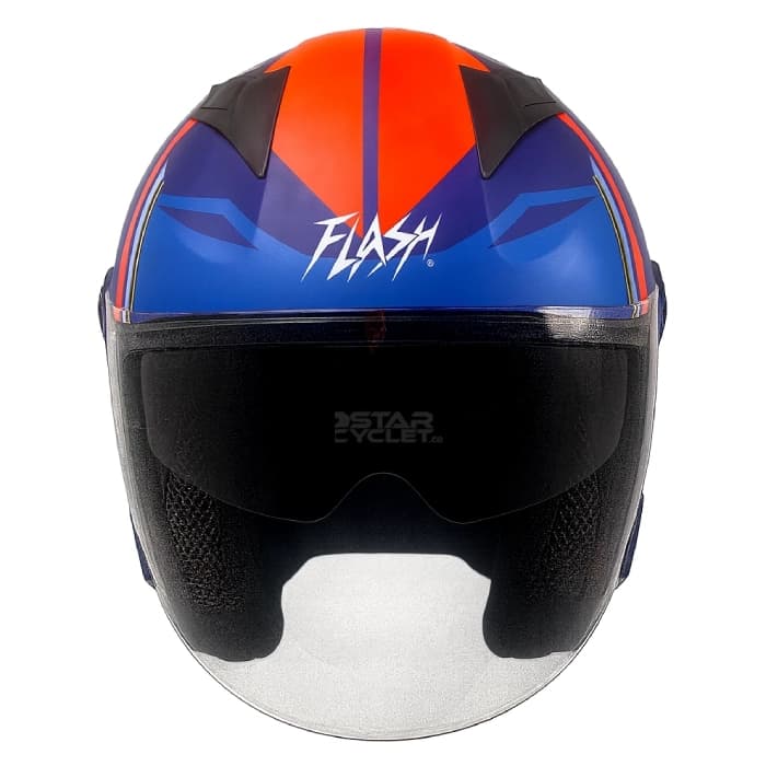 کلاه کاسکت بدون فک FLASH مدل 868 MATT BLUE YELLOW RED — تصویر ۳