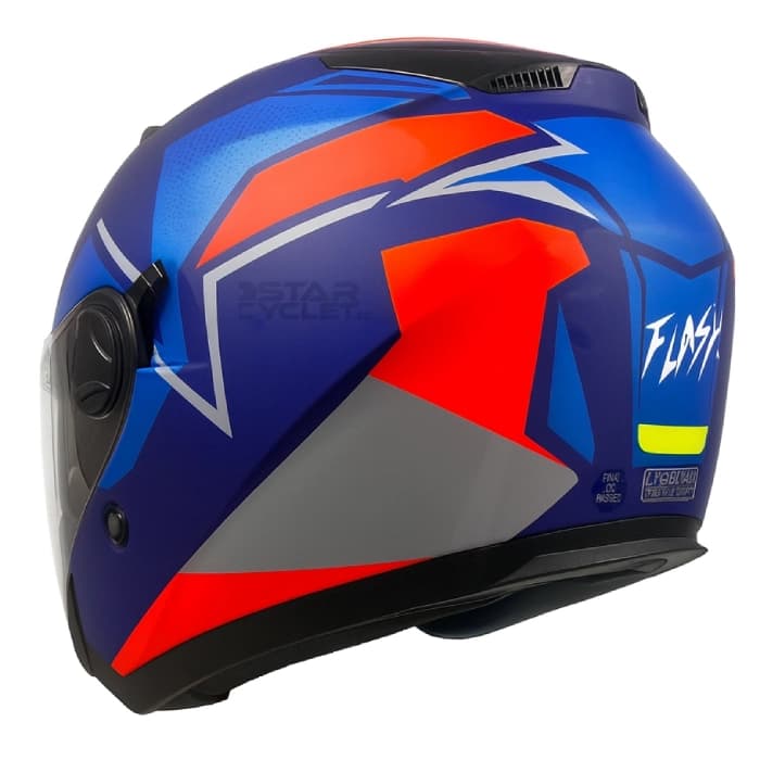 کلاه کاسکت بدون فک FLASH مدل 868 MATT BLUE YELLOW RED — تصویر ۴