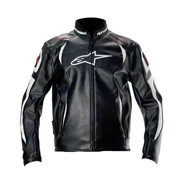 کاپشن چهار فصل موتورسواری چرم آلپین استار مدل BLACK WHITE