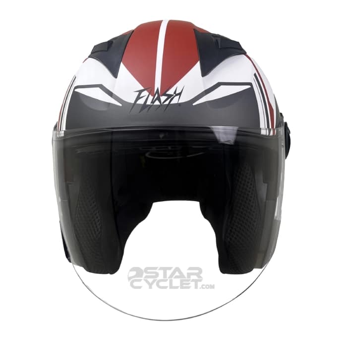 کلاه کاسکت بدون فک FLASH مدل 868 MATT BLACK RED WHITE — تصویر ۴