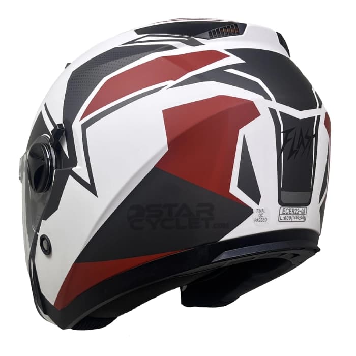 کلاه کاسکت بدون فک FLASH مدل 868 MATT BLACK RED WHITE — تصویر ۳