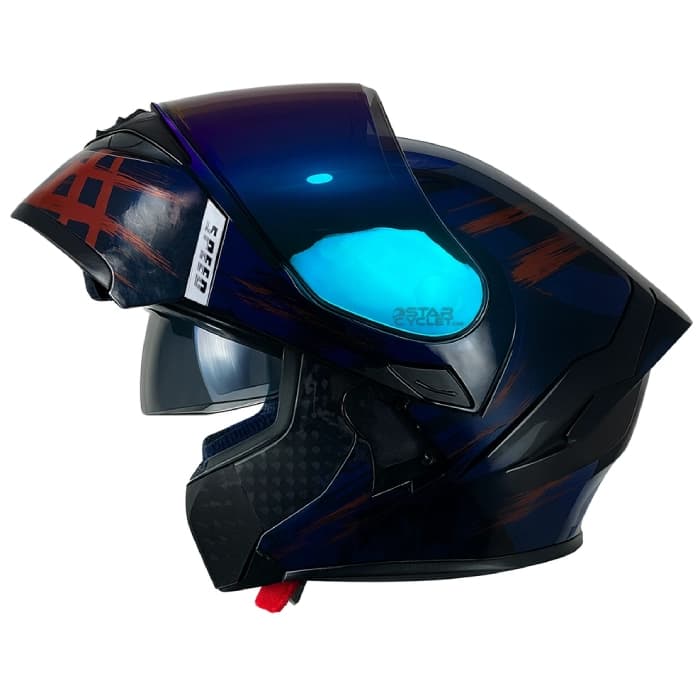 کلاه کاسکت فک متحرک ORZ مدل BLUE-RED — تصویر ۴