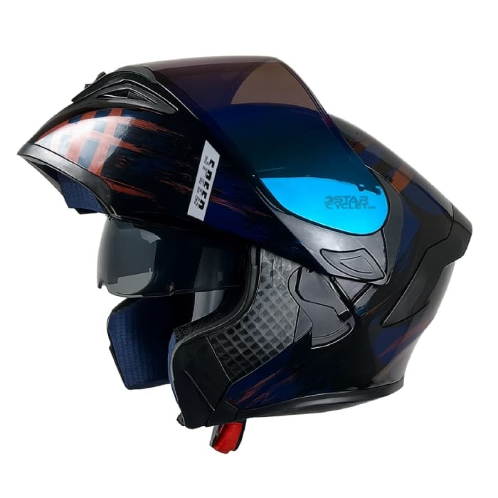 کلاه کاسکت فک متحرک ORZ مدل BLUE-RED — تصویر ۳