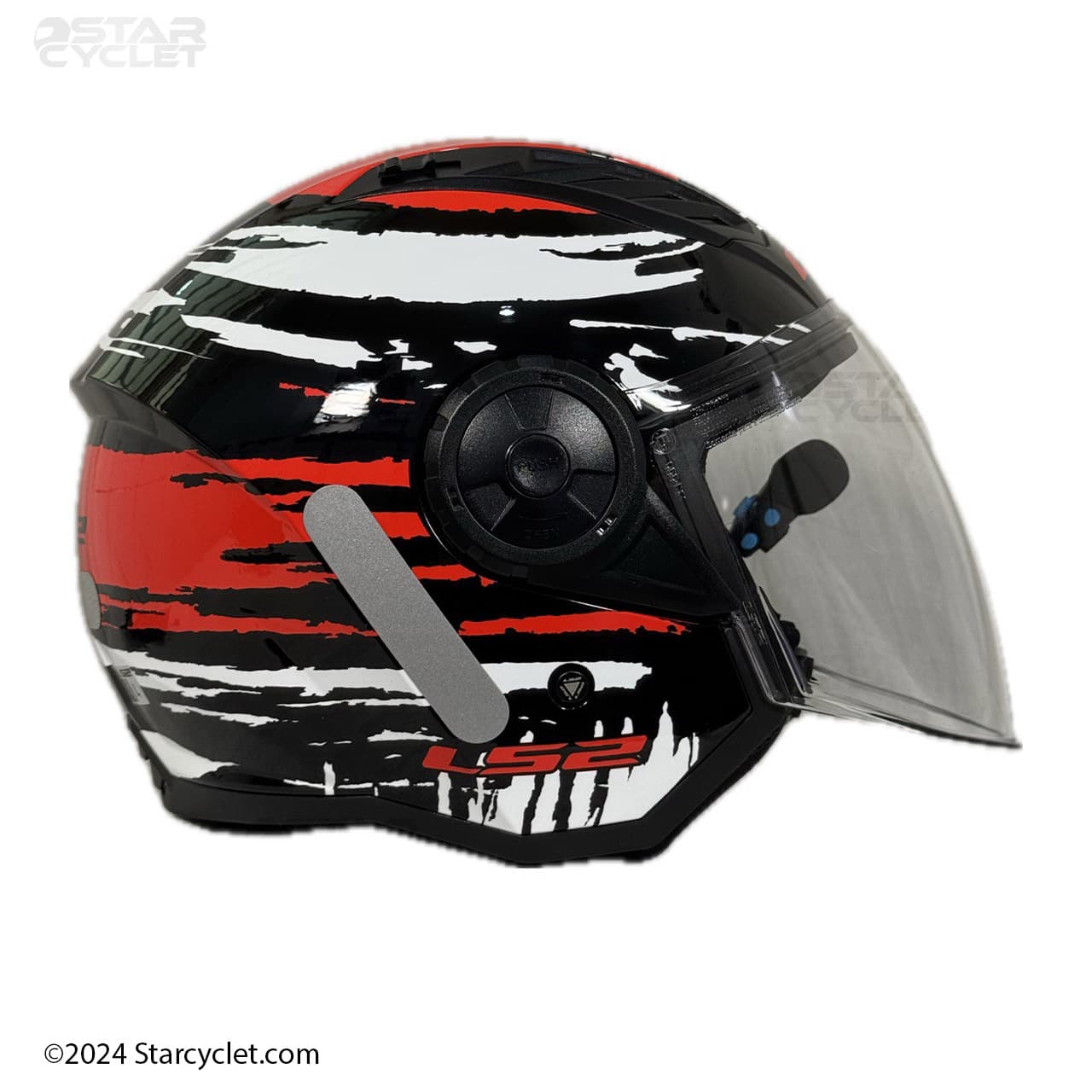 کلاه کاسکت بدون فک ال اس 2 مدل 616 BLACK-RED-WHITE بلوتوث دار — تصویر ۳