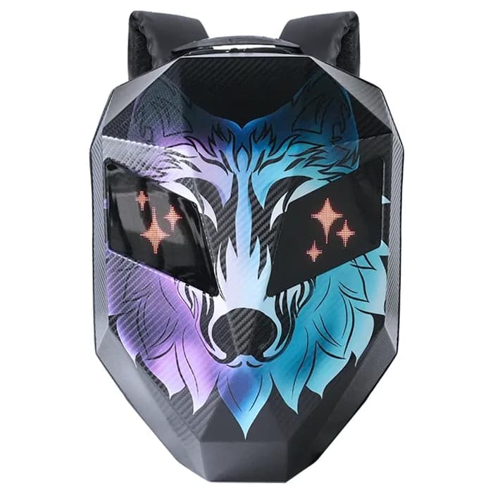 کوله پشتی چراغ دار موتور سواری مدل BLACK CARBON BLUE WOLF