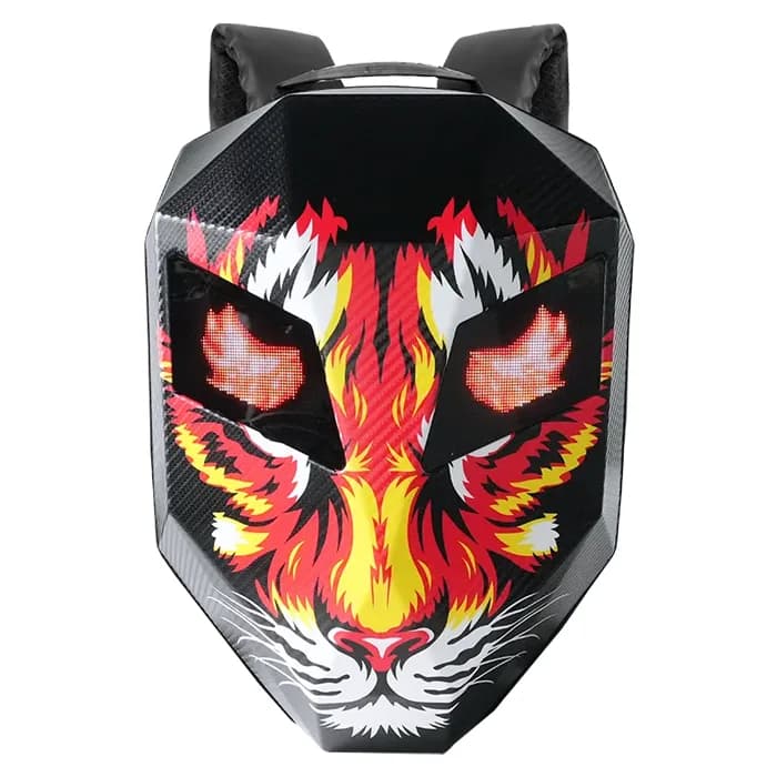 کوله پشتی چراغ دار موتور سواری مدل BLACK CARBON RED CAT