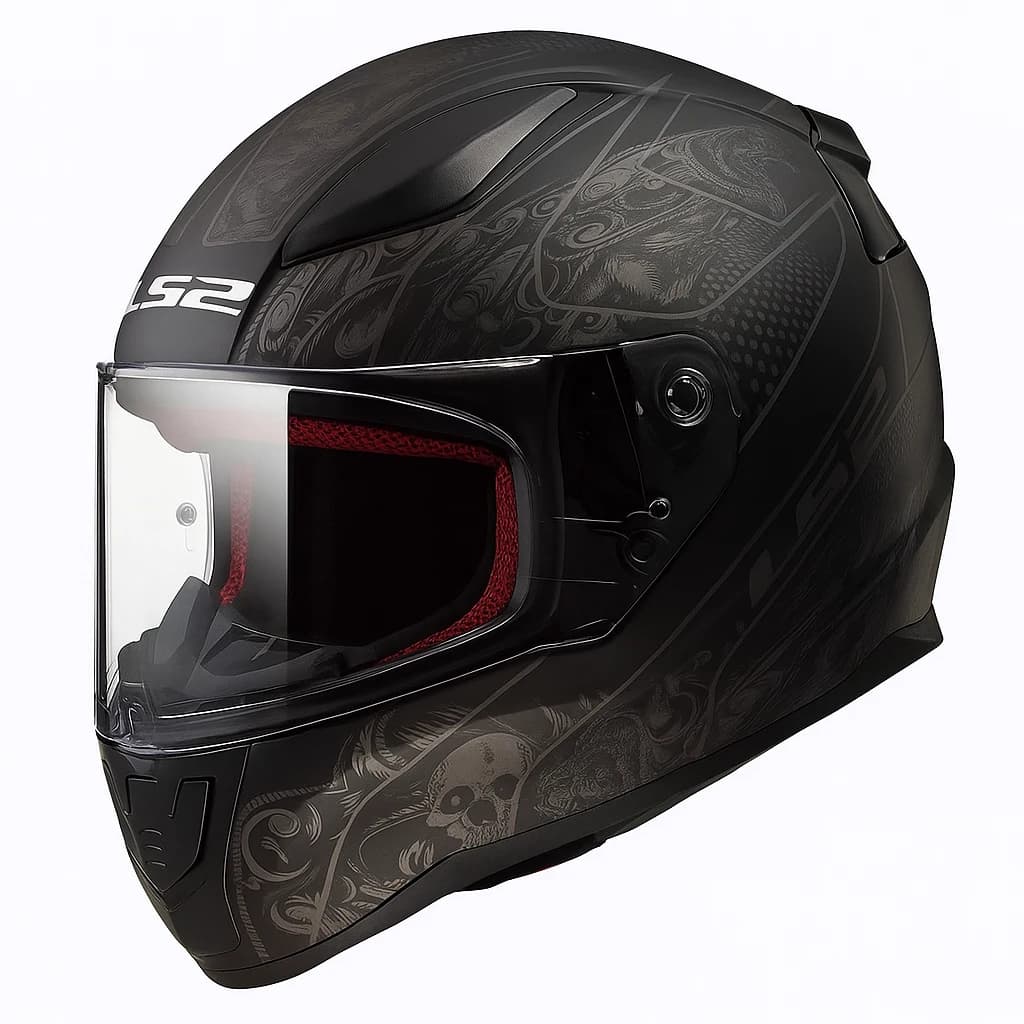 کلاه کاسکت فک ثابت ال اس 2 مدل RAPiD SNAKE MATT BLACK GRAY