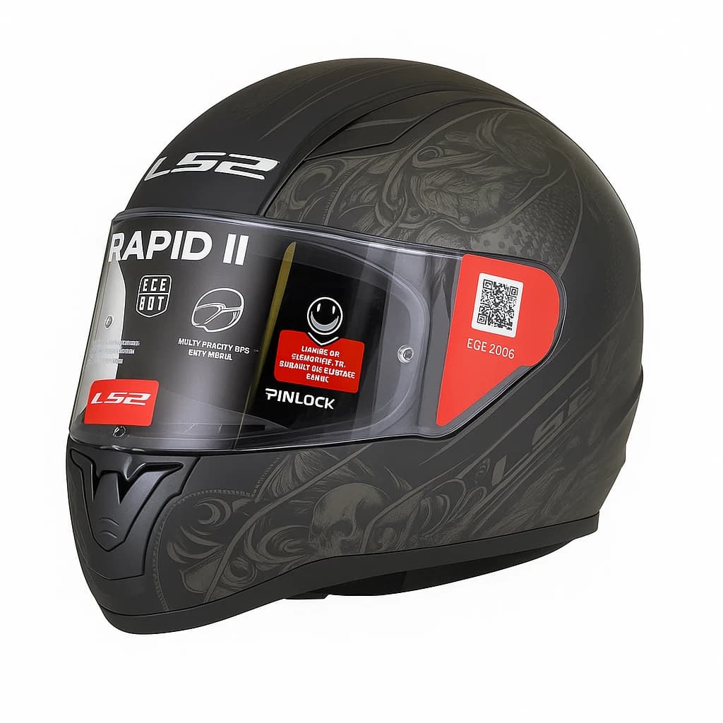 کلاه کاسکت فک ثابت ال اس 2 مدل RAPiD SNAKE MATT BLACK GRAY — تصویر ۲