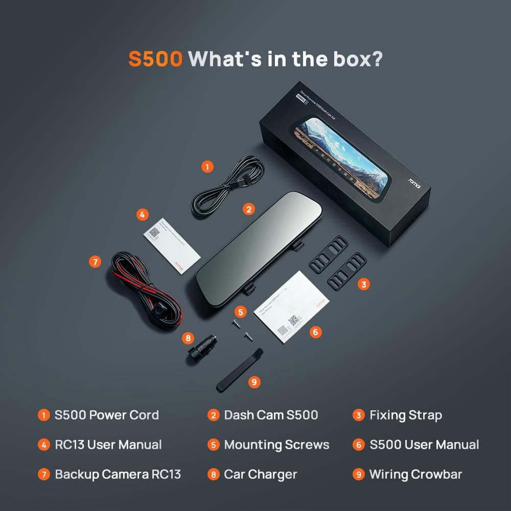 دوربین خودروی مدل 70mai Rearview Dash Cam S500 set — تصویر ۷