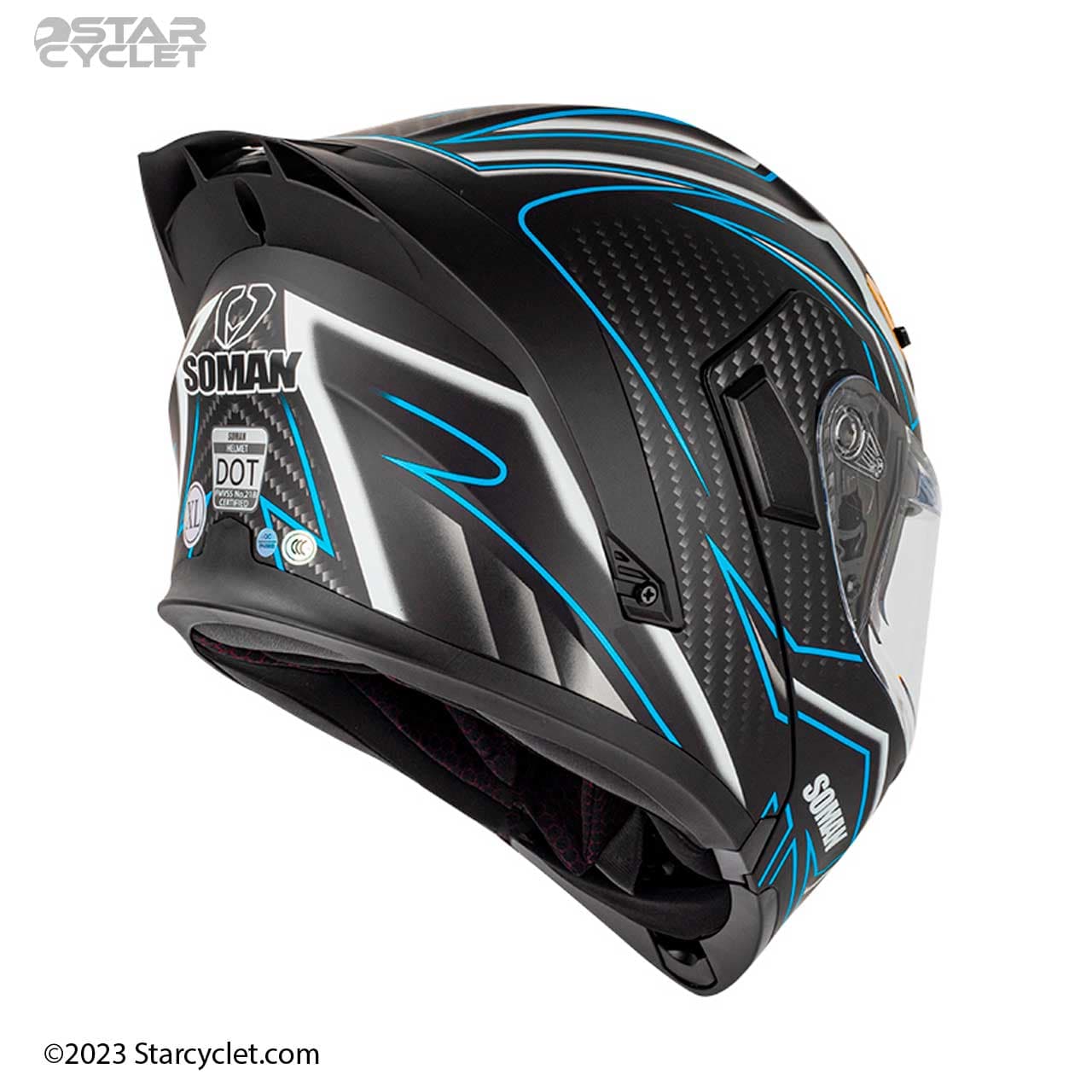 کلاه کاسکت فک متحرک سومان مدل 955 DUMB-BLACK-BLUE-FLOWER — تصویر ۵