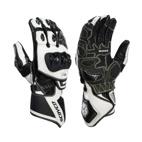 دستکش چرم زمستانی اسکایکو مدل SR-7 WHITE BLACK