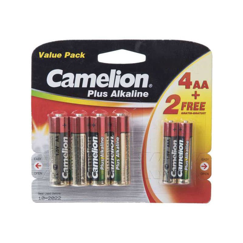 باتری کملیون پلاس آلکالاین CAMELION Plus Alkaline LR6 AA بسته 4 عددی(2 عدد نیم قلم)