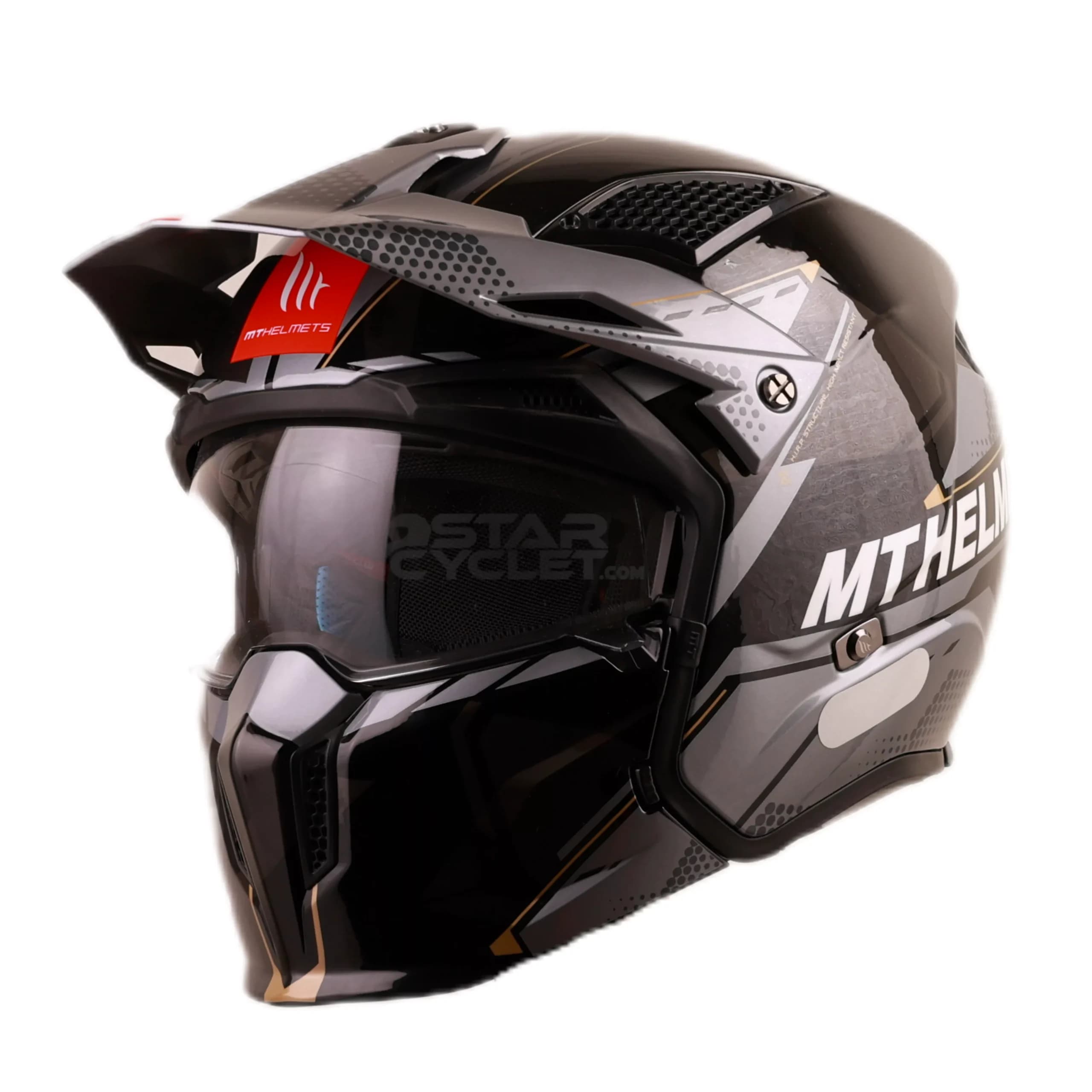 کلاه کاسکت فک جدا MT مدل STREET FIGHTER BLACK GRAY