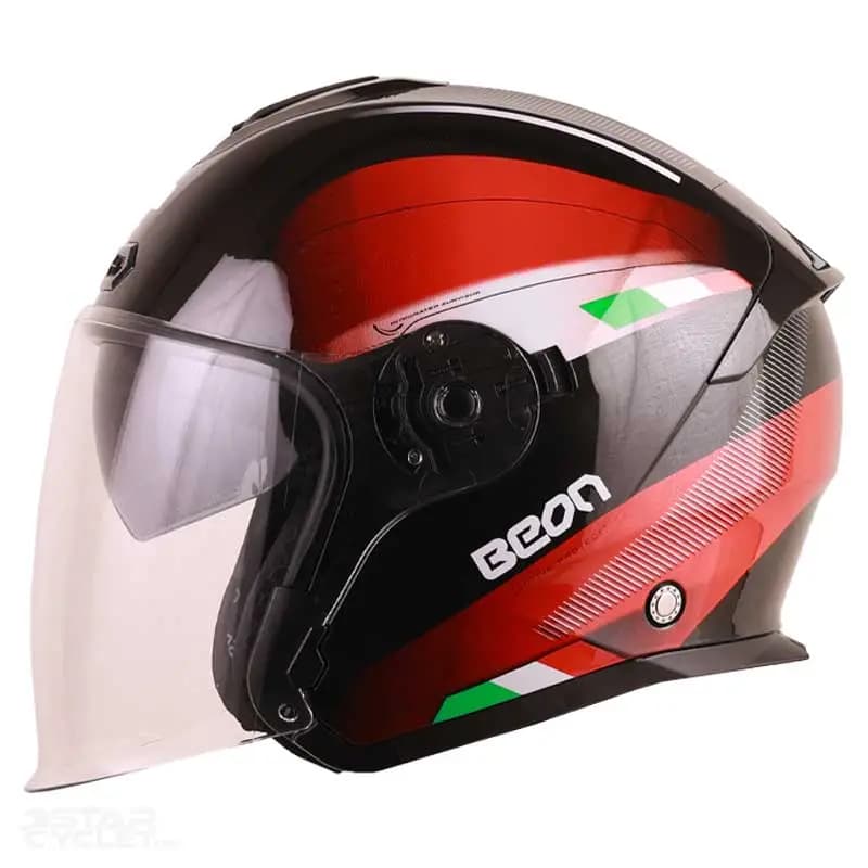 کلاه کاسکت بدون فک BEON مدل B-203 – BLACK RED — تصویر ۲