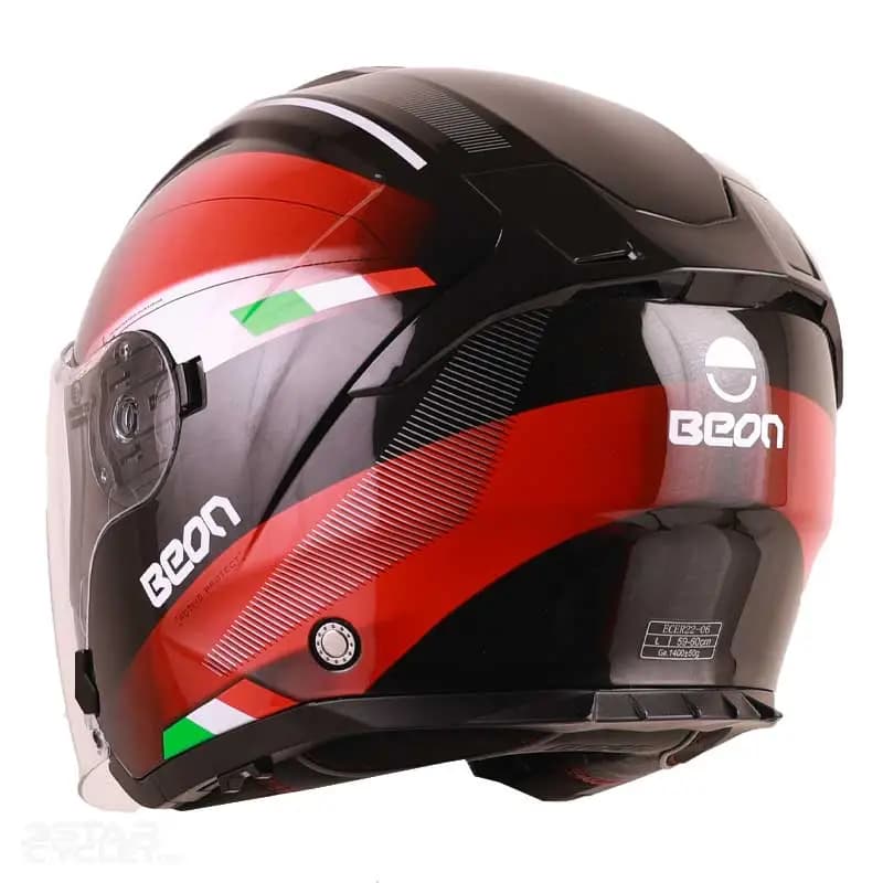 کلاه کاسکت بدون فک BEON مدل B-203 – BLACK RED — تصویر ۳