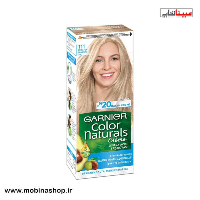 کیت رنگ مو گارنیر شماره ۱۱۱ پایه رنگ بلوند دودی خیلی روشن