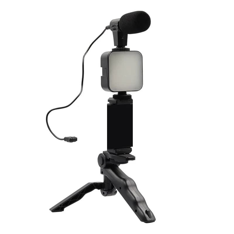 کیت فیلمبرداری AY-49 | ست کامل تولید محتوا با میکروفون، نور LED و سه پایه