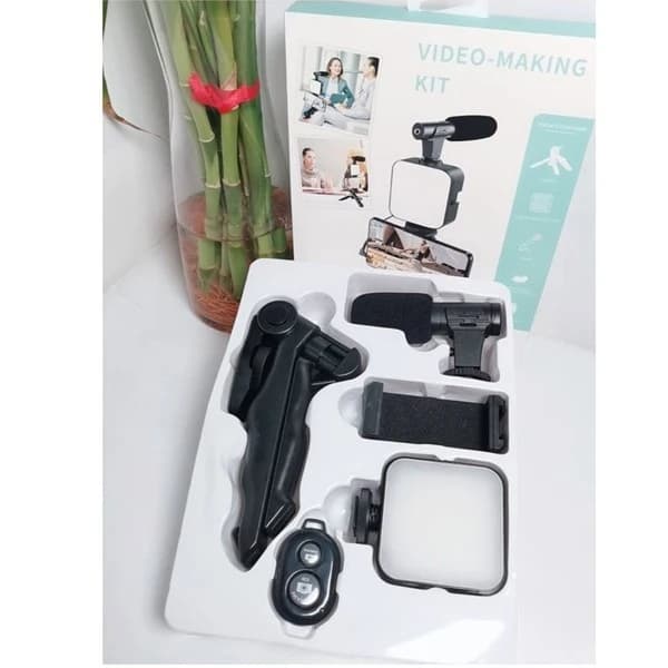 کیت فیلمبرداری AY-49 | ست کامل تولید محتوا با میکروفون، نور LED و سه پایه — تصویر ۵