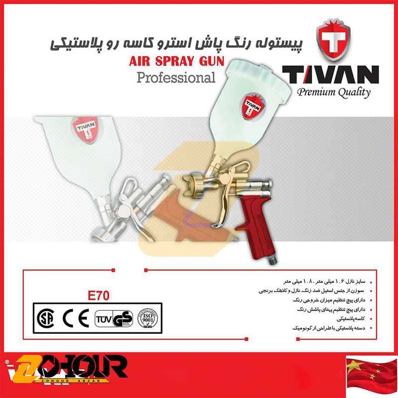 پیستوله رنگ پاش طرح آسترو تیوان مدل Tivan E70 — تصویر ۲