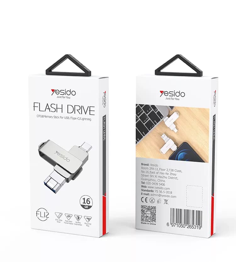 مبدل و فلش مموری 64 گیگابایت یسیدو مدل YESIDO FL12 64GB Flash Drive — تصویر ۲