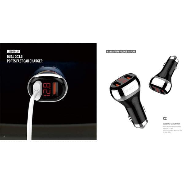 شارژر فندکی فست همراه با کابل لایتنینگ الدینیو مدل LDNIO C2 CAR CHARGER 36W — تصویر ۳