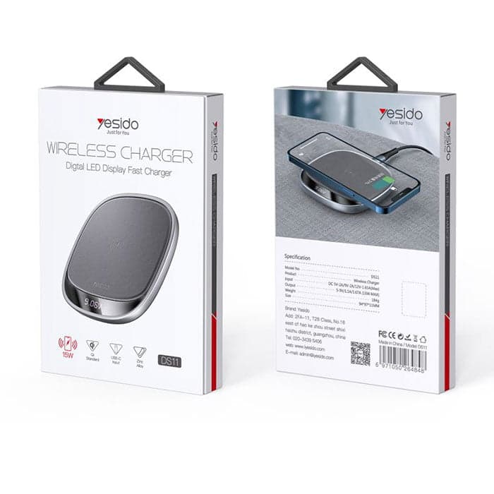 شارژر وایرلس 15 واتی یسیدو مدل YESIDO DS11 LED DISPLAY WIRELESS — تصویر ۳