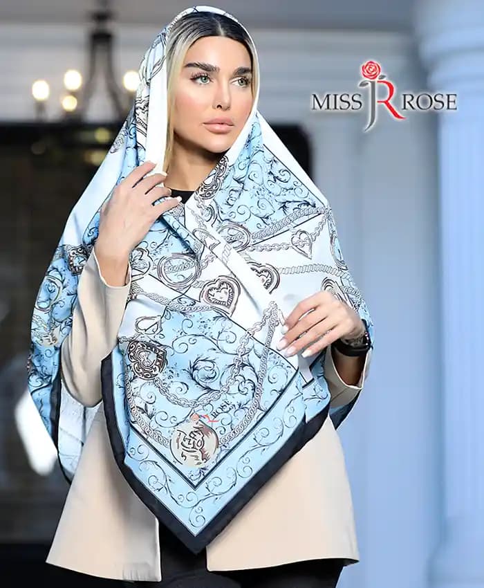روسری طرح زنجیری آبی