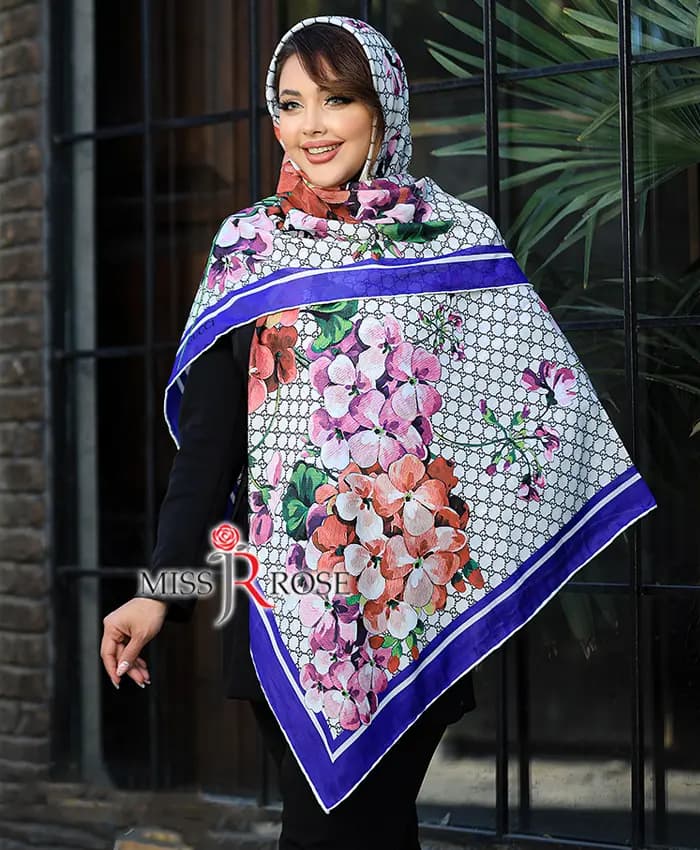 روسری نخی طرح گوچی آبی