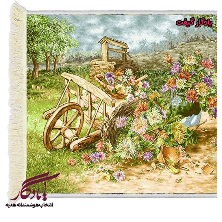 تابلوفرش طرح گل و گاری کد g165 — تصویر ۲
