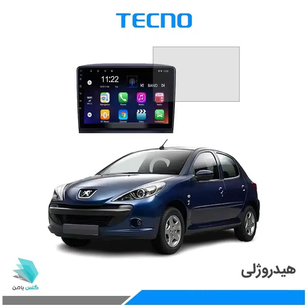 گلس مانیتور خودرو پژو 207i شفاف مدل تکنو