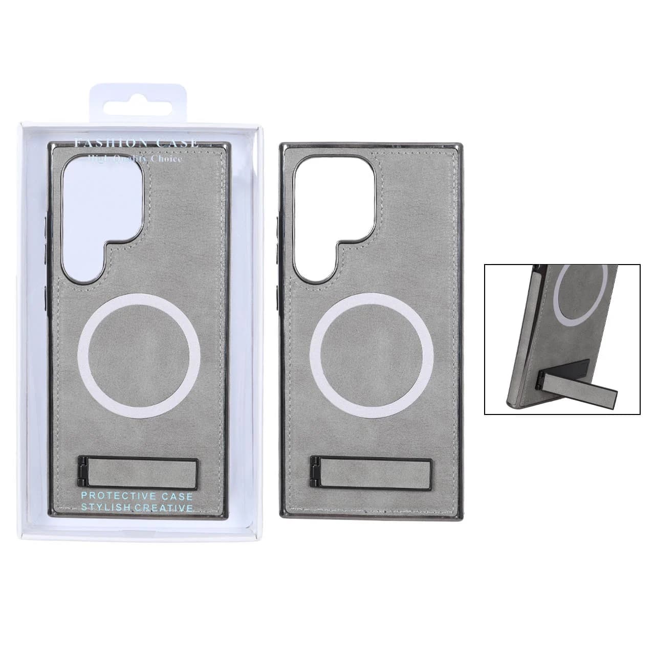 قاب چرمی دور دوخت MagSafe استندشو Samsung Galaxy S23 Ultra — تصویر ۳