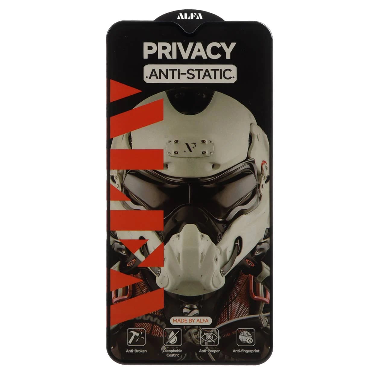 محافظ صفحه نمایش شیشه ای Full Cover ALFA Anti Static Privacy مدل Samsung Galaxy A10 / A10s / M10 / M20 / M01s (بدون پک)