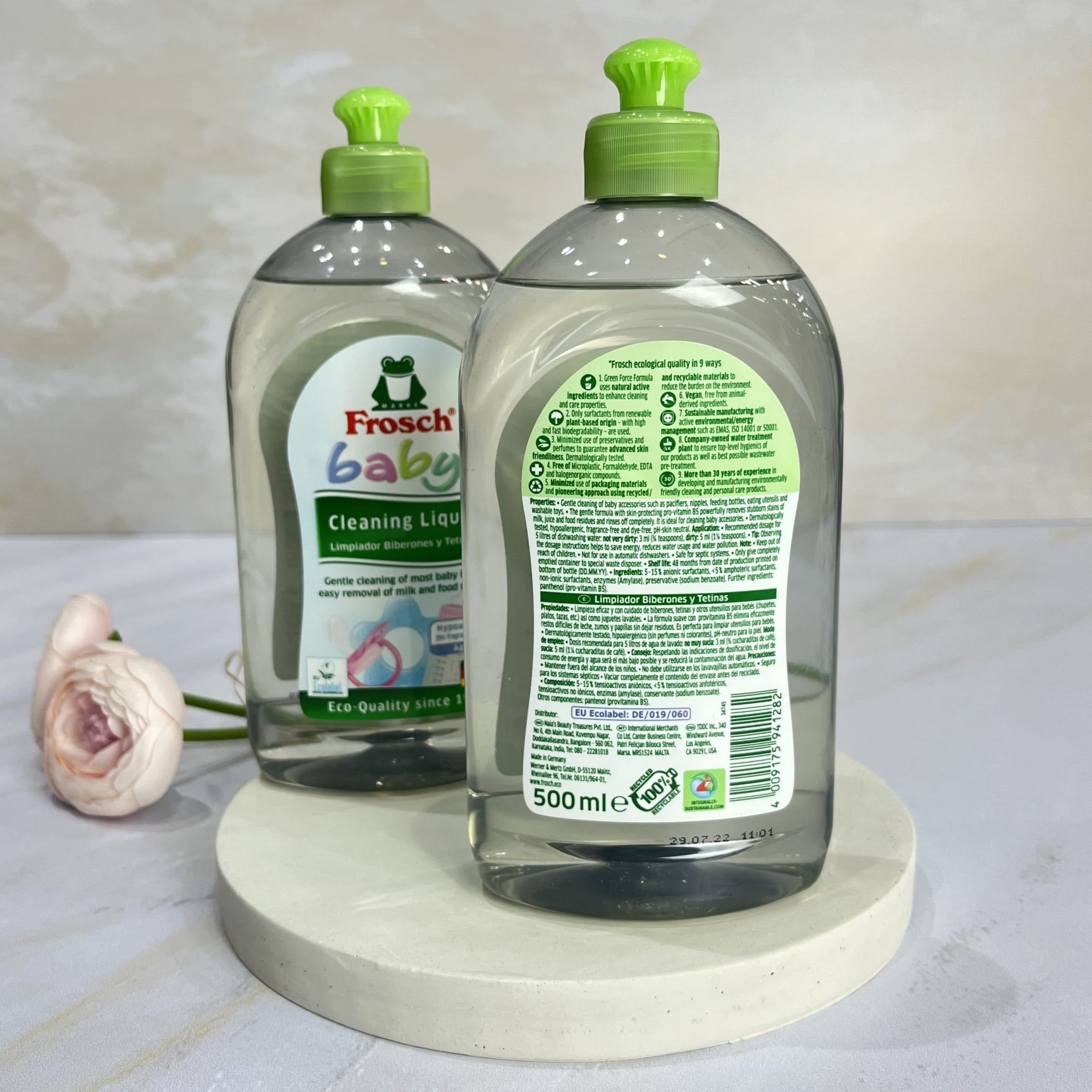 مایع استریل و ضدعفونی کننده لوازم کودک فروش Frosch آلمان 500 میل — تصویر ۴