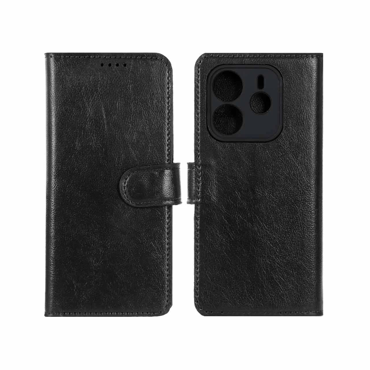 کیف موبایل چرمی مگنتی محافظ لنزدار Xiaomi Redmi Note 14 4G