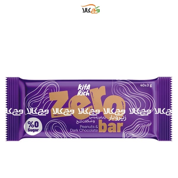 زیرو بار بادام زمینی و شکلات تلخ (دیابتی) کیتاریچ – 40 گرمی
