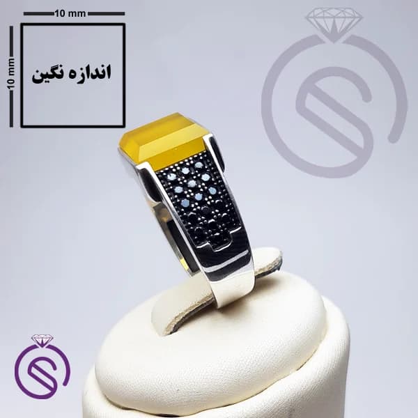 انگشتر نقره عقیق زرد شرف الشمس مردانه مدل سلطنتی کد 62176 — تصویر ۶