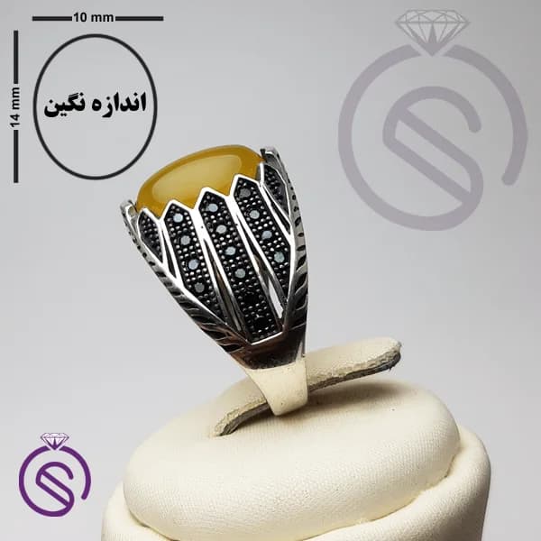انگشتر نقره عقیق زرد شرف الشمس مردانه مدل شروین کد 62372 — تصویر ۲