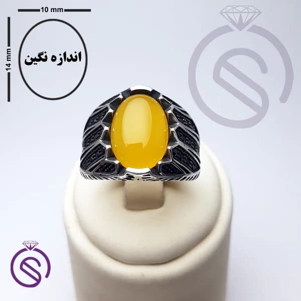 انگشتر نقره عقیق زرد شرف الشمس مردانه مدل شروین کد 62372 — تصویر ۴