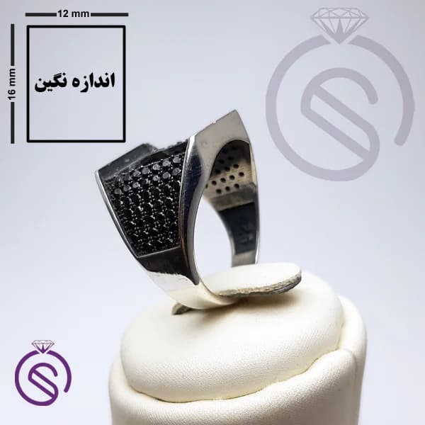 رکاب انگشتر نقره مردانه مدل سلطنتی مستطیل کد 62352 — تصویر ۴