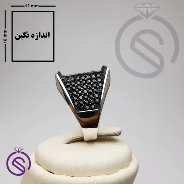رکاب انگشتر نقره مردانه مدل سلطنتی مستطیل کد 62352 — تصویر ۵