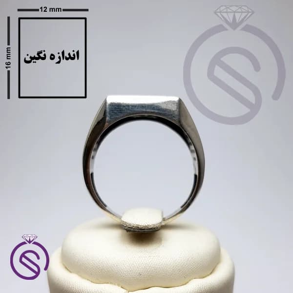 رکاب انگشتر نقره مردانه مدل سلطنتی مستطیل کد 62352 — تصویر ۲