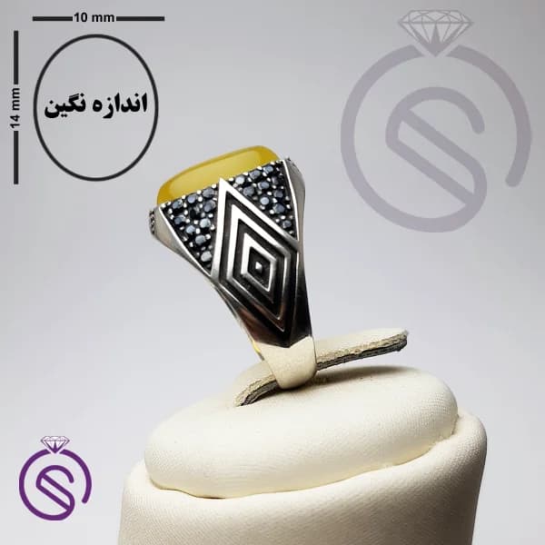انگشتر نقره عقیق زرد شرف الشمس مردانه مدل هورام کد 62346 — تصویر ۴