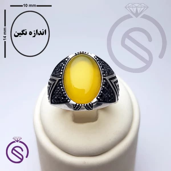 انگشتر نقره عقیق زرد شرف الشمس مردانه مدل هورام کد 62346 — تصویر ۲