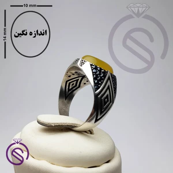انگشتر نقره عقیق زرد شرف الشمس مردانه مدل هورام کد 62346 — تصویر ۵