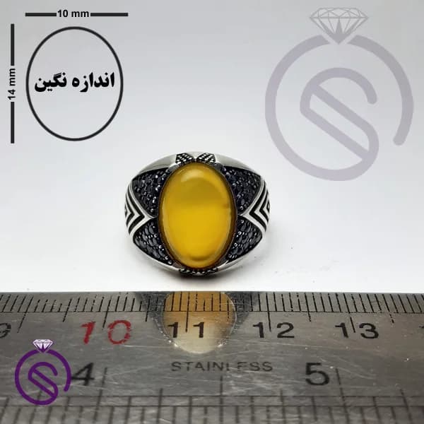 انگشتر نقره عقیق زرد شرف الشمس مردانه مدل هورام کد 62346 — تصویر ۶