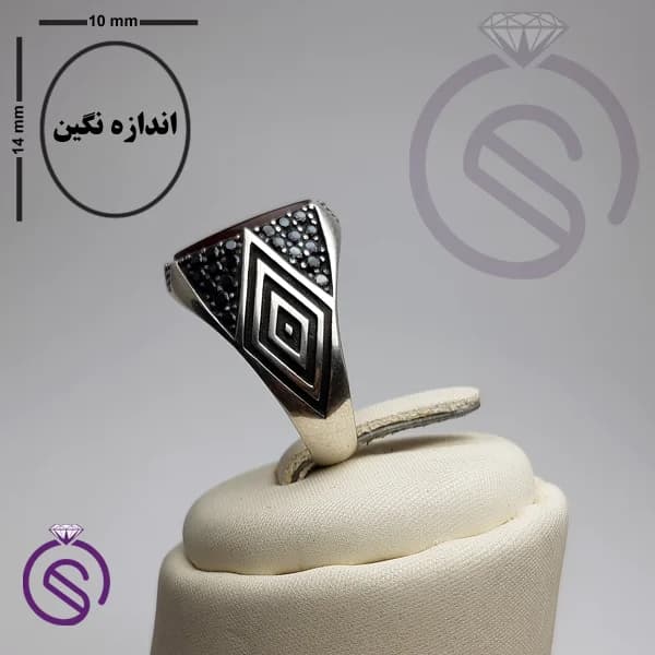 انگشتر نقره عقیق قرمز مردانه مدل هورام کد 62343 — تصویر ۳