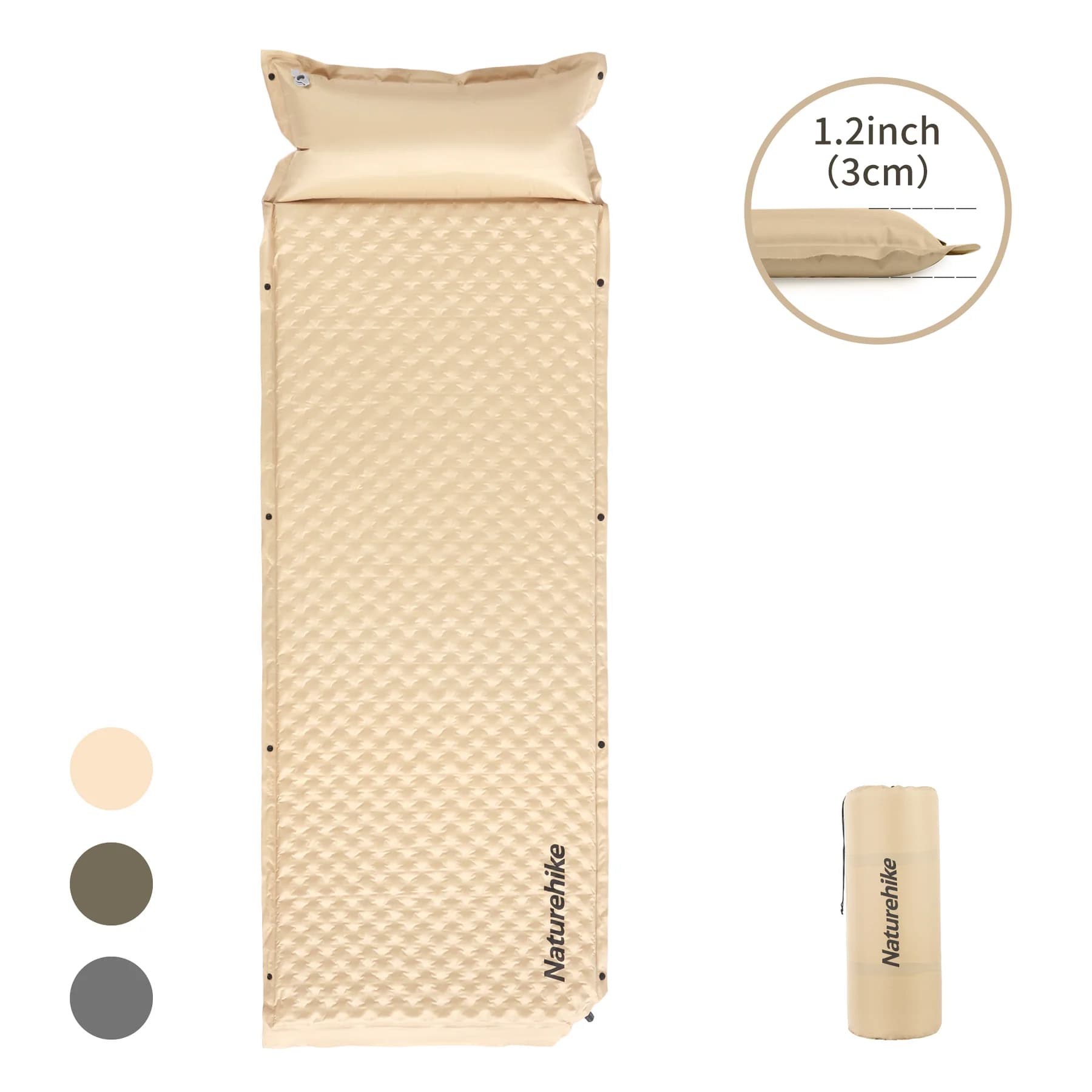 تشک بادی نیچرهایک اتومات – تک نفره – ضخامت 3 سانت Naturehike D01 Single Automatic Inflatable Cushion with Pillow – CNK2300DZ014-S