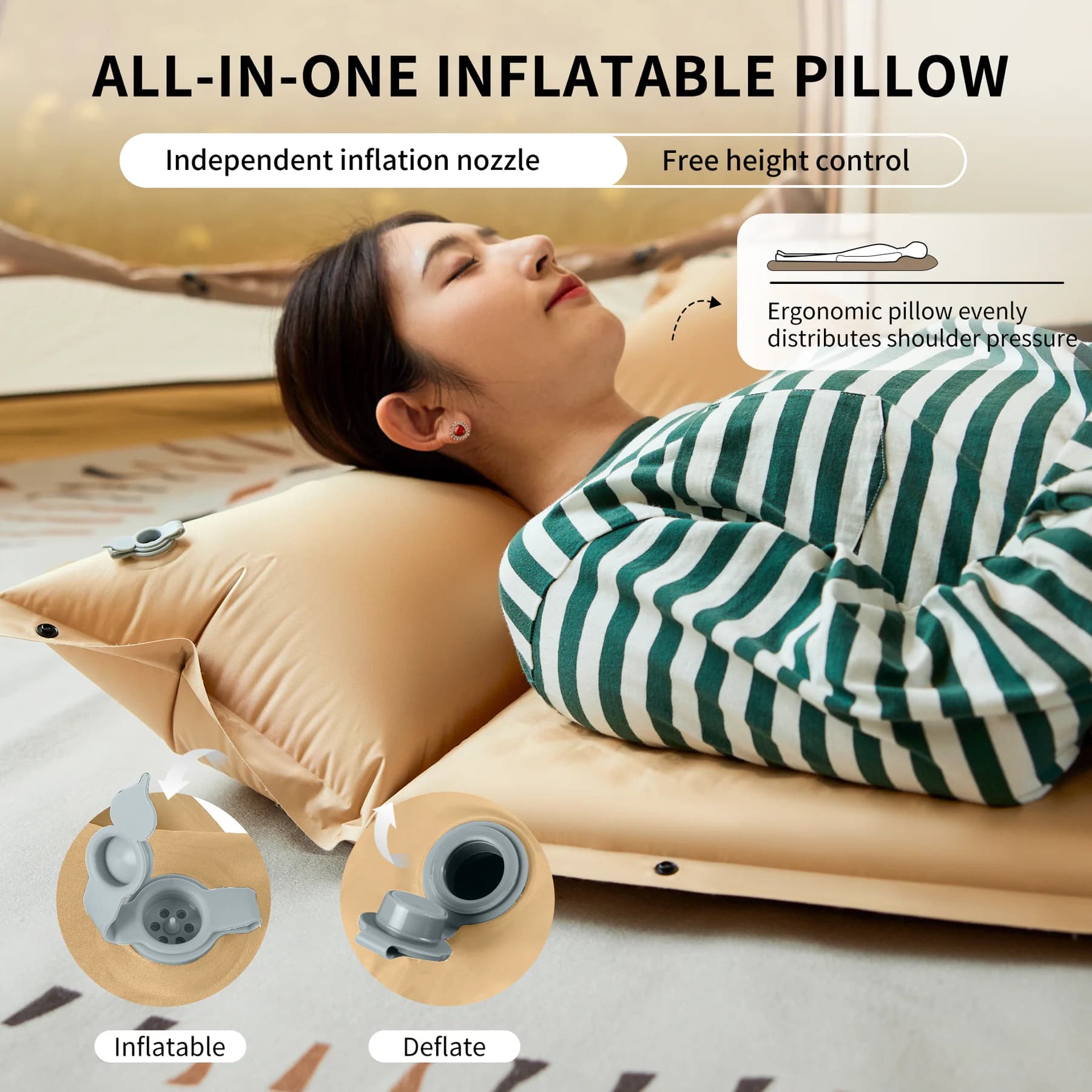 تشک بادی نیچرهایک اتومات – تک نفره – ضخامت 3 سانت Naturehike D01 Single Automatic Inflatable Cushion with Pillow – CNK2300DZ014-S — تصویر ۵